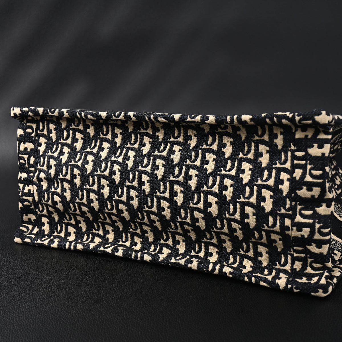 Christian Dior Medium Book Tote – Black Oblique Embroidery - Black with Beige Contrast — view 5