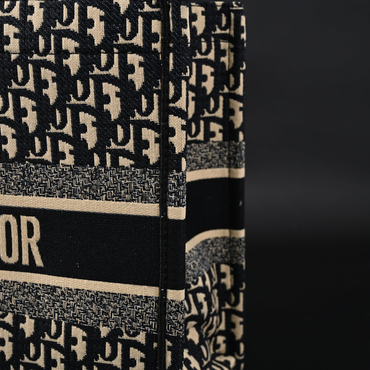 Christian Dior Medium Book Tote – Black Oblique Embroidery - Black with Beige Contrast — view 6