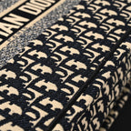Christian Dior Medium Book Tote – Black Oblique Embroidery - Black with Beige Contrast — view 8