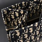 Christian Dior Medium Book Tote – Black Oblique Embroidery - Black with Beige Contrast — view 11