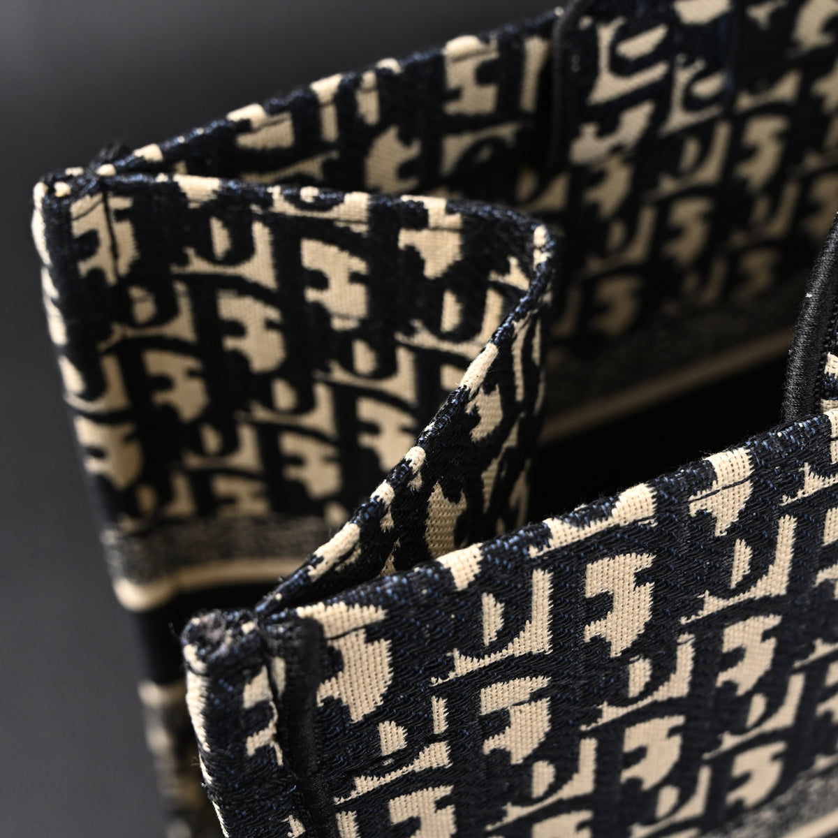 Christian Dior Medium Book Tote – Black Oblique Embroidery - Black with Beige Contrast — view 11