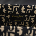 Christian Dior Medium Book Tote – Black Oblique Embroidery - Black with Beige Contrast — view 13