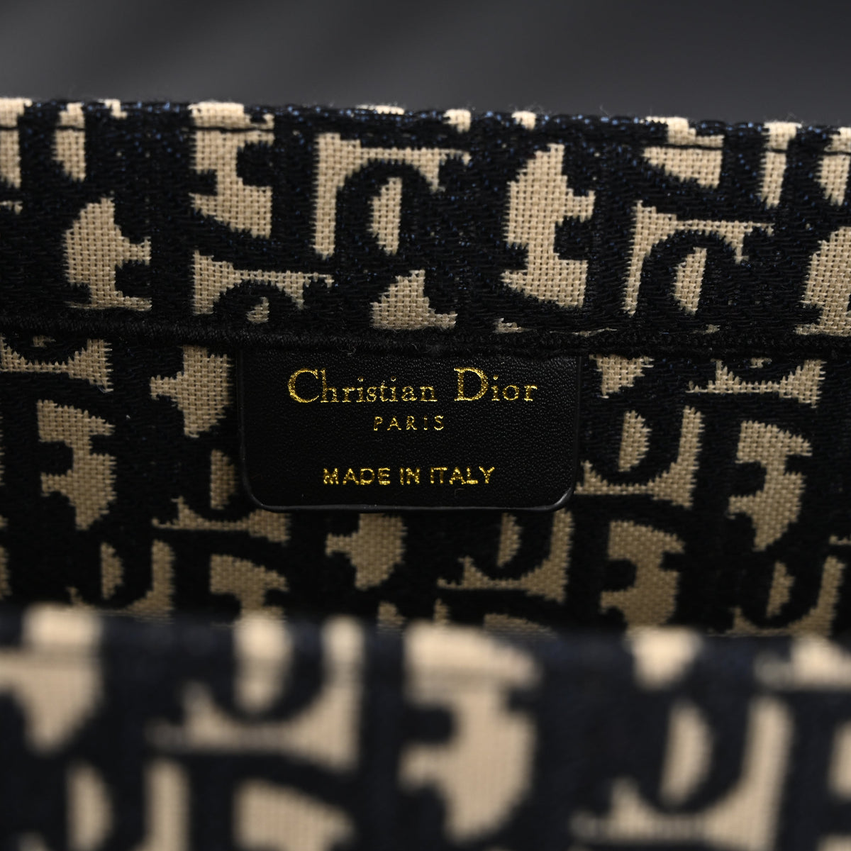 Christian Dior Medium Book Tote – Black Oblique Embroidery - Black with Beige Contrast — view 13