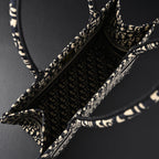 Christian Dior Medium Book Tote – Black Oblique Embroidery - Black with Beige Contrast — view 14