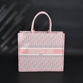 Christian Dior Large Book Tote – Pink Oblique Embroidery — view 1