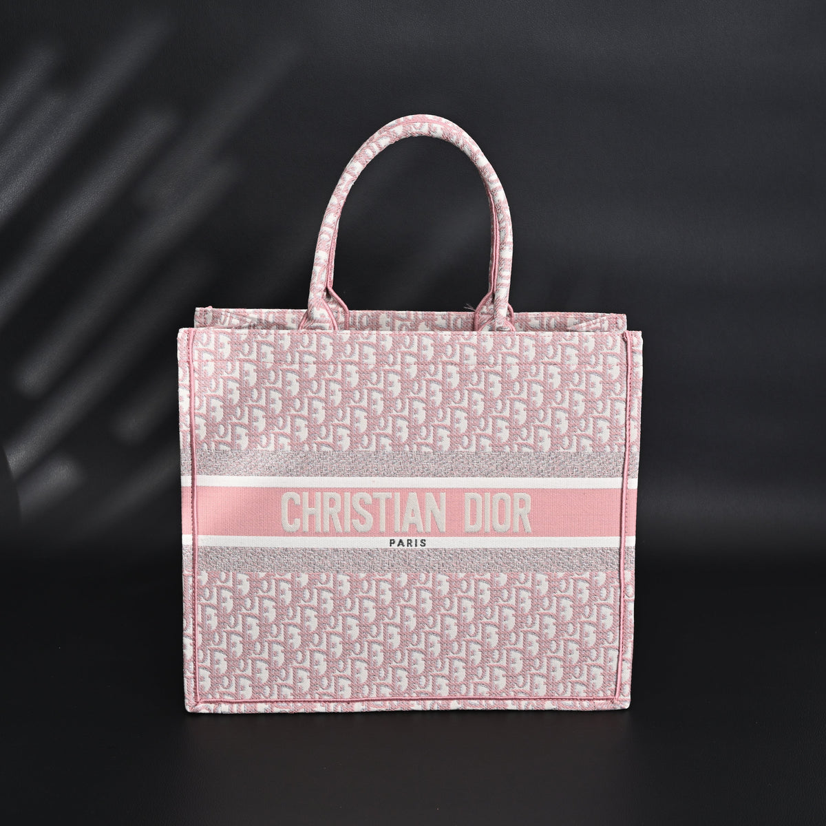 Christian Dior Large Book Tote – Pink Oblique Embroidery — view 1