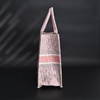 Dior Book Tote Oblique Embroidered Canvas Bag – Large Pink — view 13