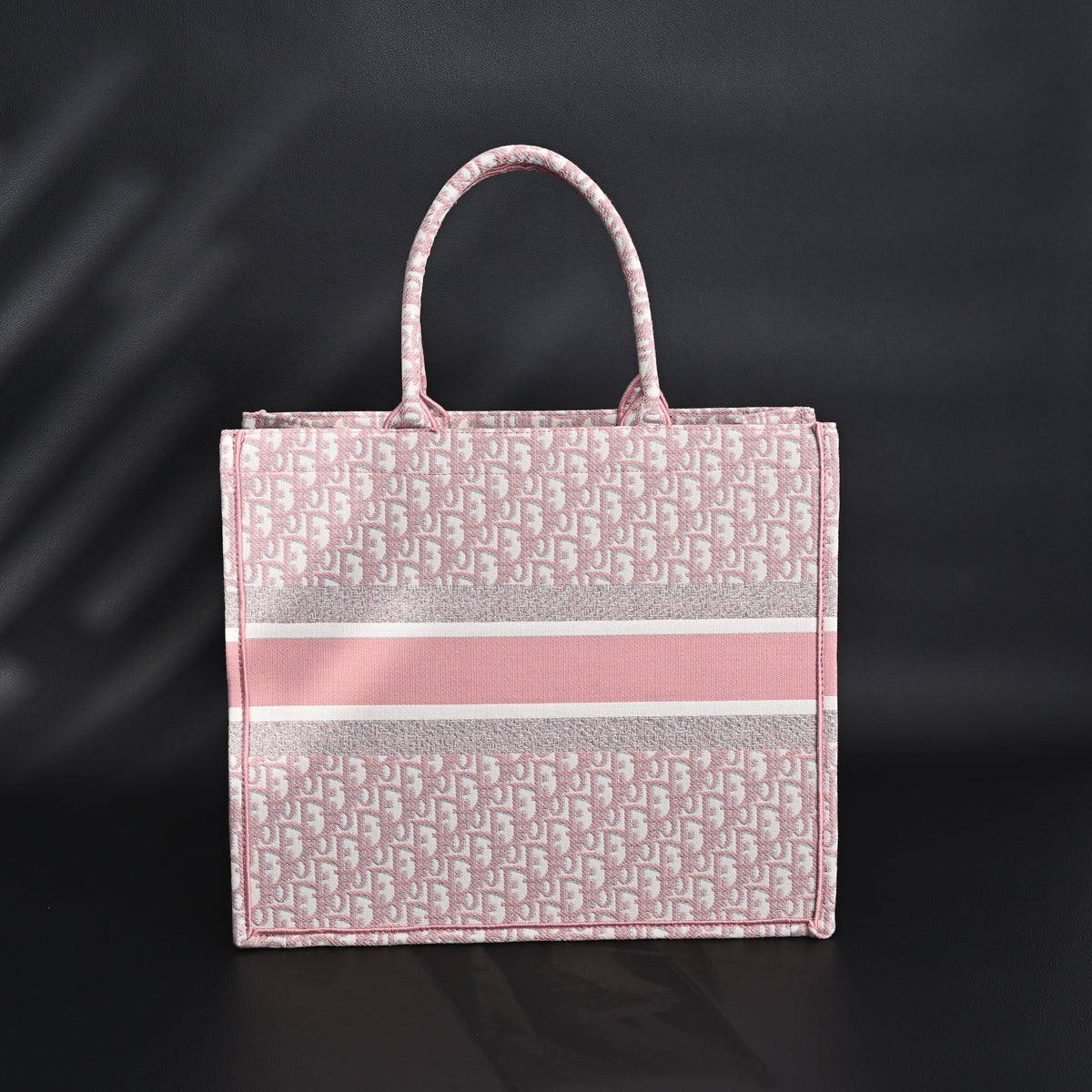 Dior Book Tote Oblique Embroidered Canvas Bag – Large Pink — view 14