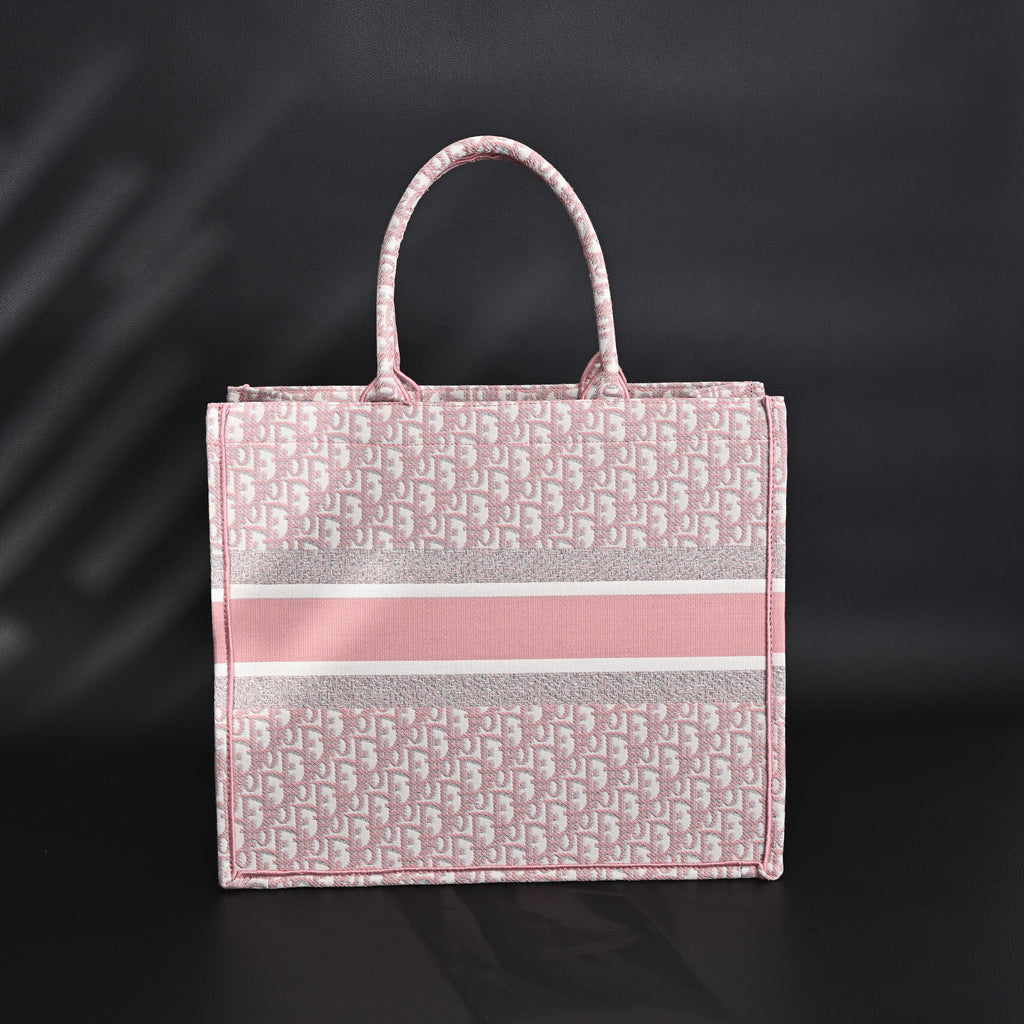 Christian Dior Large Book Tote – Pink Oblique Embroidery — view 2