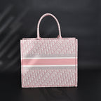 Christian Dior Large Book Tote – Pink Oblique Embroidery — view 2