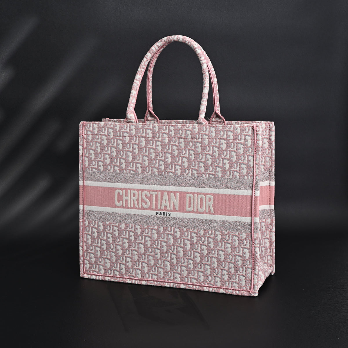 Dior Book Tote Oblique Embroidered Canvas Bag – Large Pink — view 2