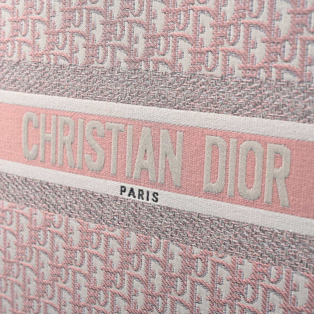 Dior Book Tote Oblique Embroidered Canvas Bag – Large Pink — view 5
