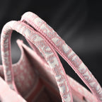 Dior Book Tote Oblique Embroidered Canvas Bag – Large Pink — view 11
