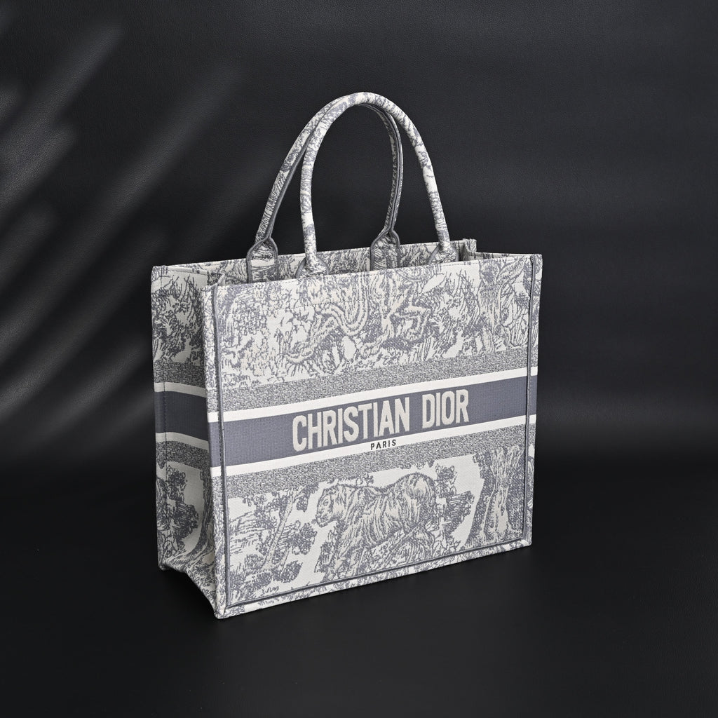 Christian Dior Large Book Tote – Toile De Jouy Embroidery - Classic Grey — view 15