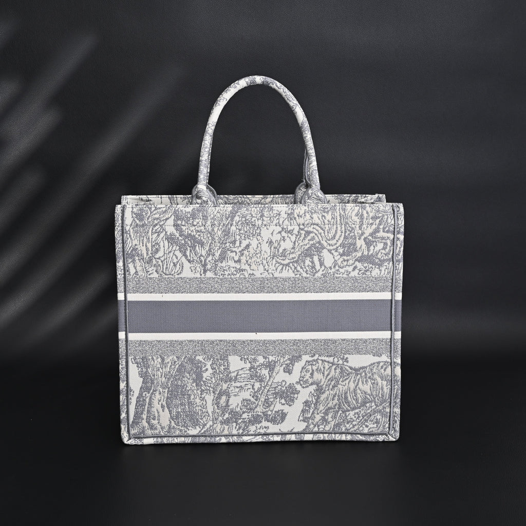 Christian Dior Large Book Tote – Toile De Jouy Embroidery - Classic Grey — view 2