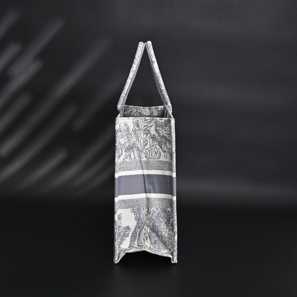Christian Dior Large Book Tote – Toile De Jouy Embroidery - Classic Grey — view 3