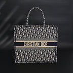 Christian Dior Large Book Tote – Blue Oblique Embroidery - Navy Blue — view 1