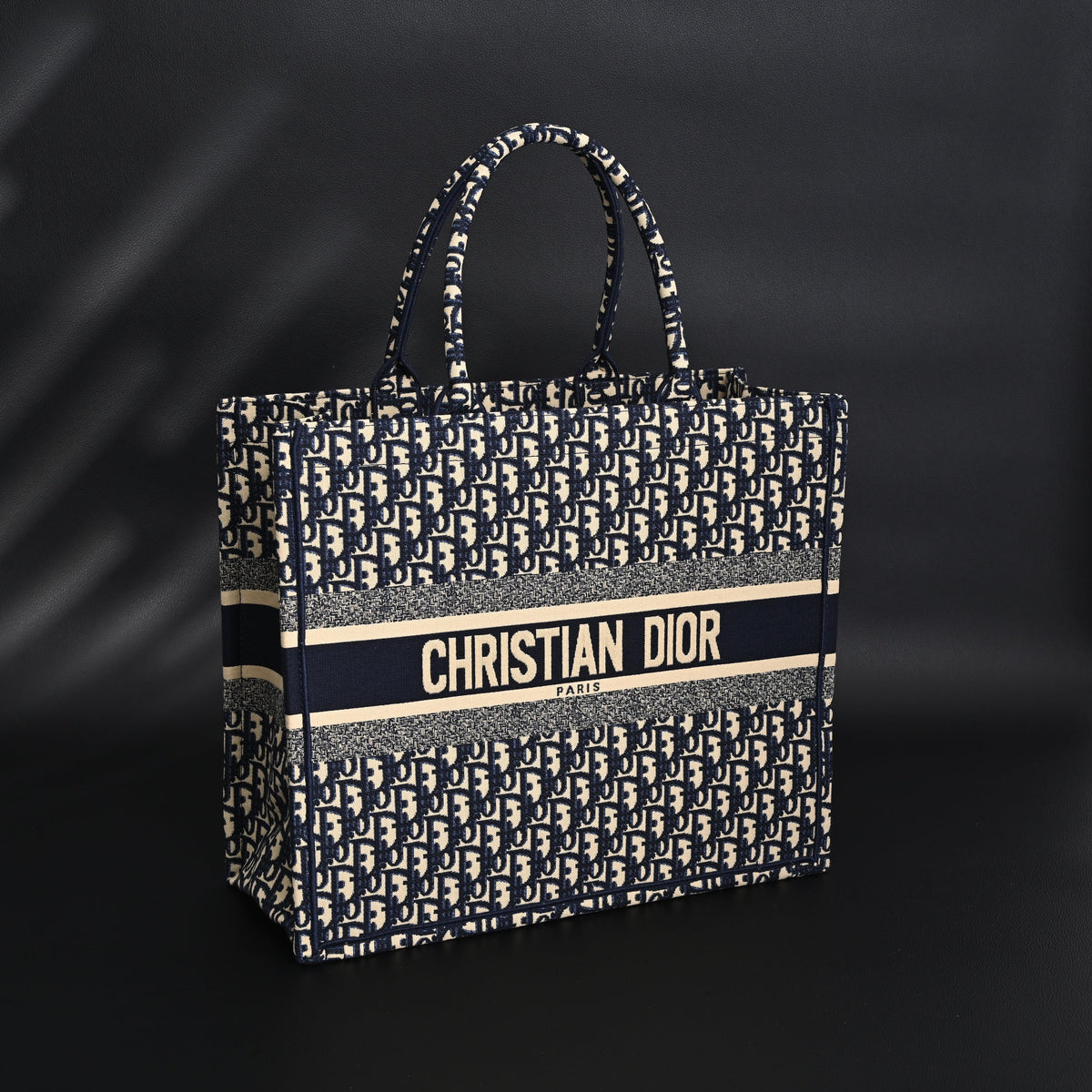 Christian Dior Large Book Tote – Blue Oblique Embroidery - Navy Blue — view 15