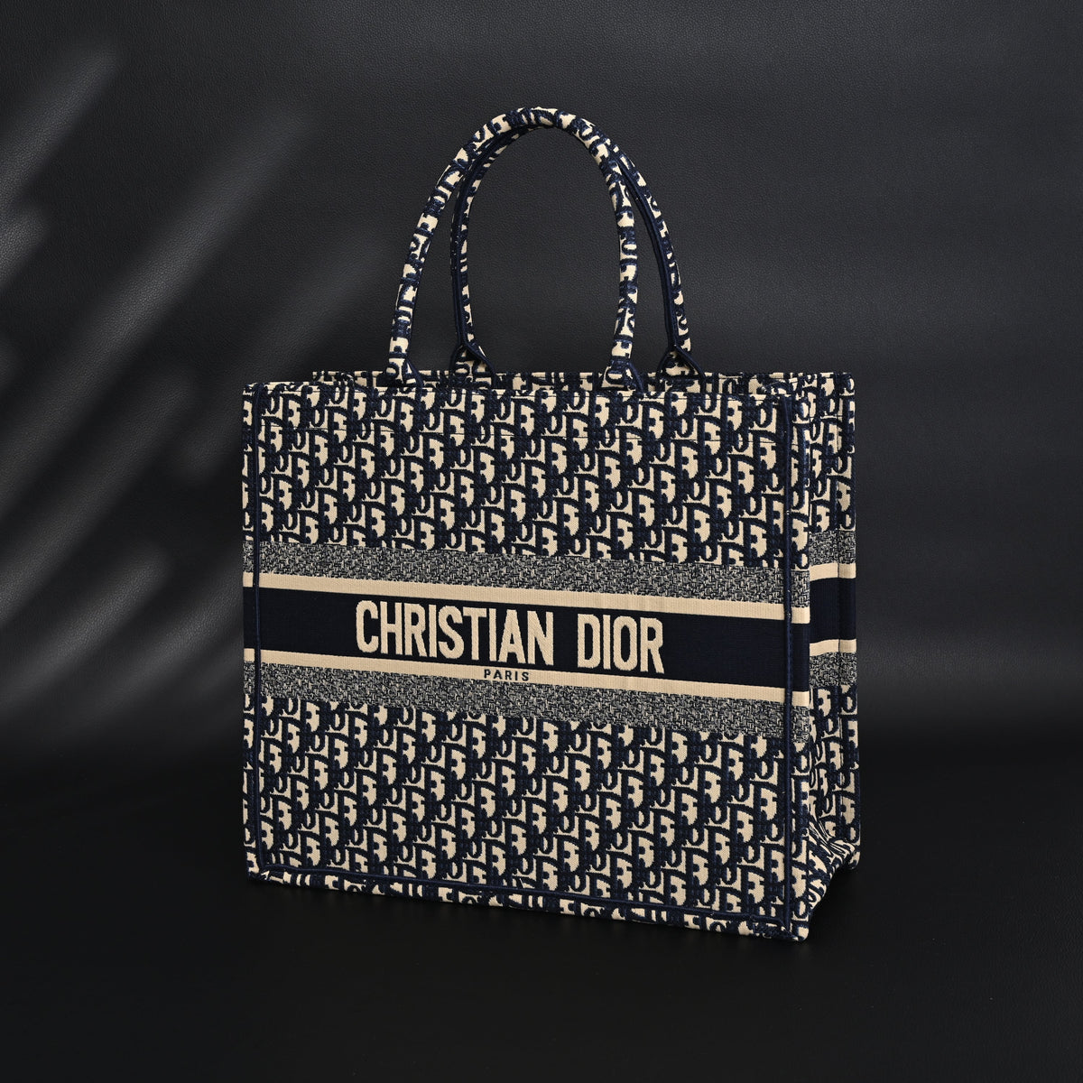 Christian Dior Large Book Tote – Blue Oblique Embroidery - Navy Blue — view 4