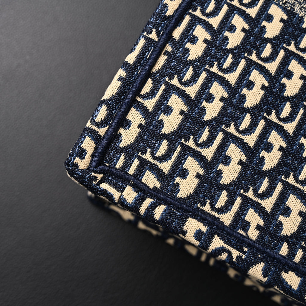 Christian Dior Large Book Tote – Blue Oblique Embroidery - Navy Blue — view 9