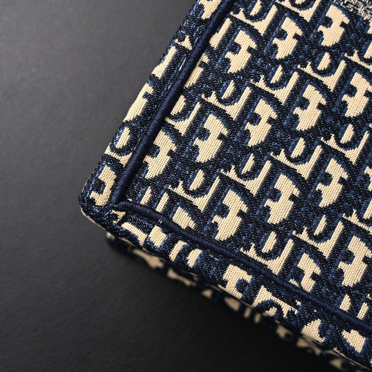 Christian Dior Large Book Tote – Blue Oblique Embroidery - Navy Blue — view 9