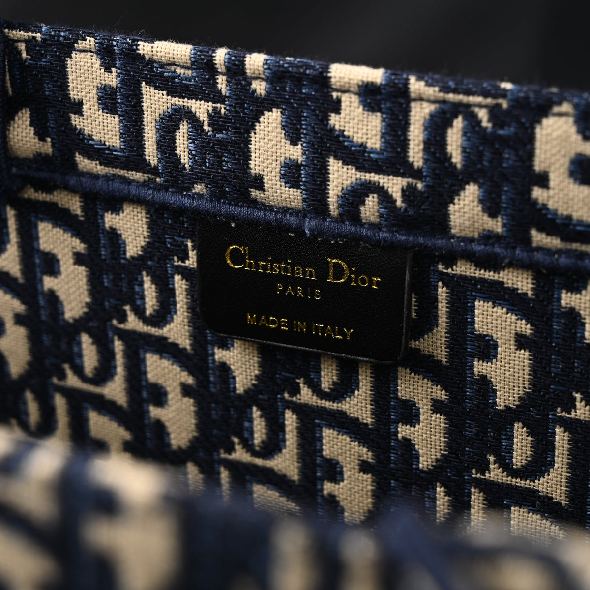 Christian Dior Large Book Tote – Blue Oblique Embroidery - Navy Blue — view 12