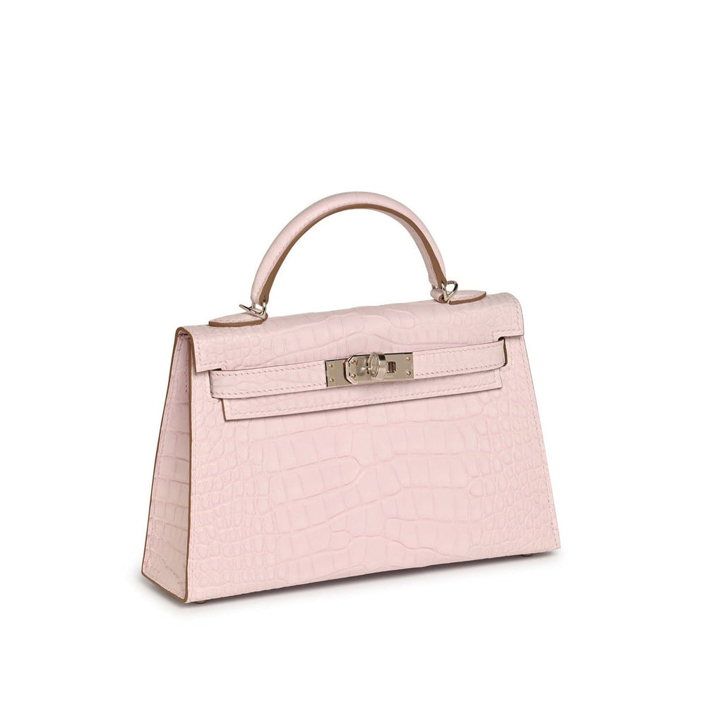 Mauve Pale Crocodile Mini Kelly Handbag — view 2
