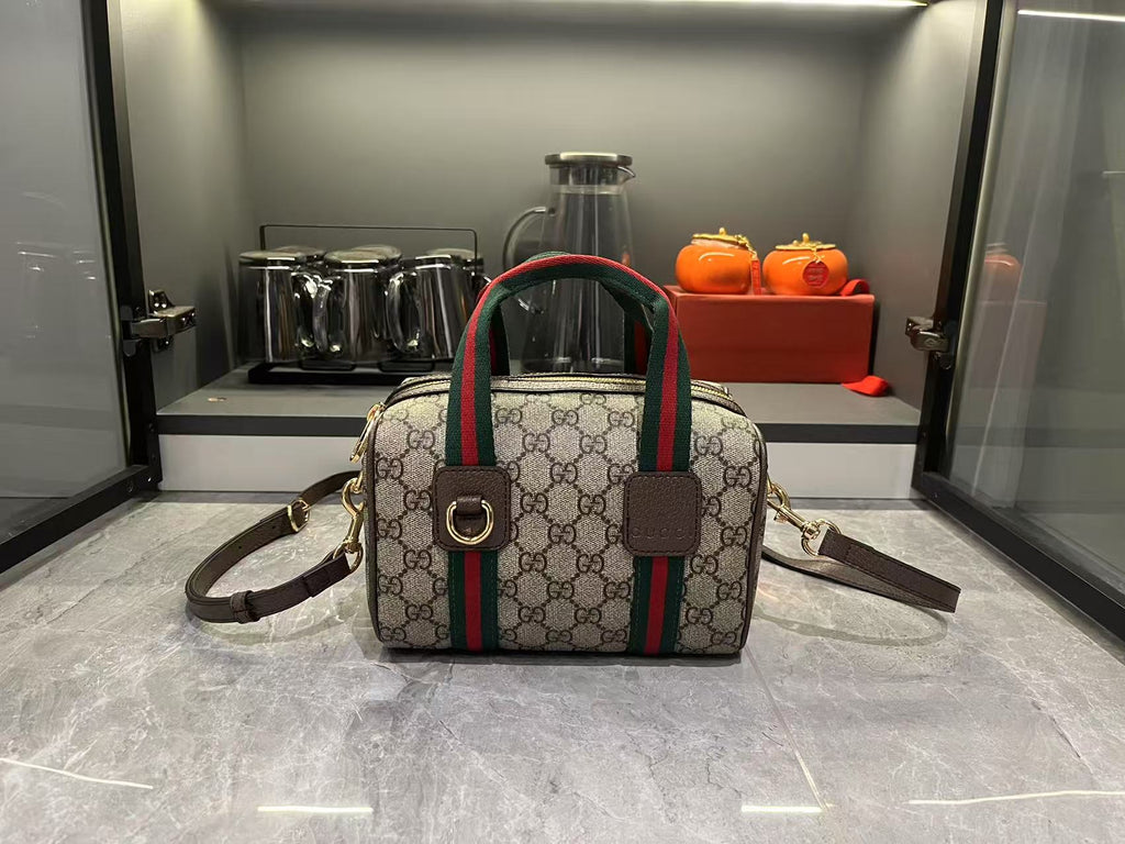 Gucci Mini GG Handbag - Beige and Dark Brown — view 9