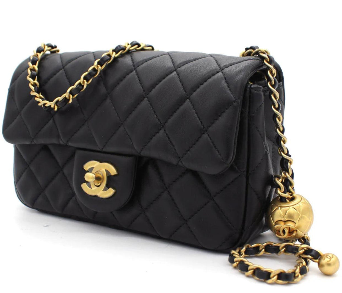 Chanel Pearl Crush Mini Rectangular Flap Bag - Black with Aged Gold-Tone Hardware — view 1