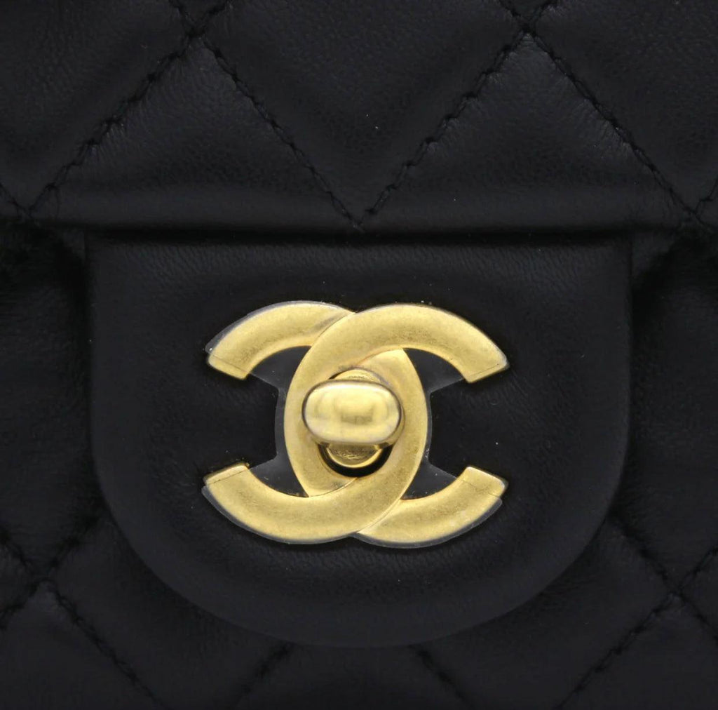 Chanel Pearl Crush Mini Rectangular Flap Bag - Black with Aged Gold-Tone Hardware — view 9