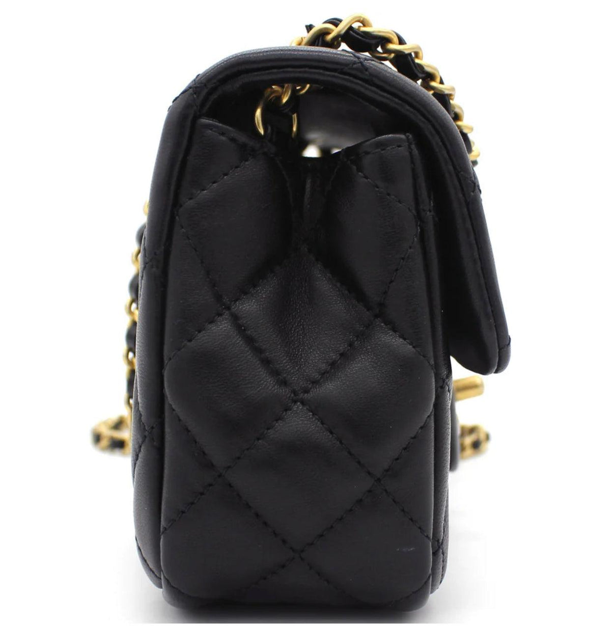 Chanel Pearl Crush Mini Rectangular Flap Bag - Black with Aged Gold-Tone Hardware — view 4