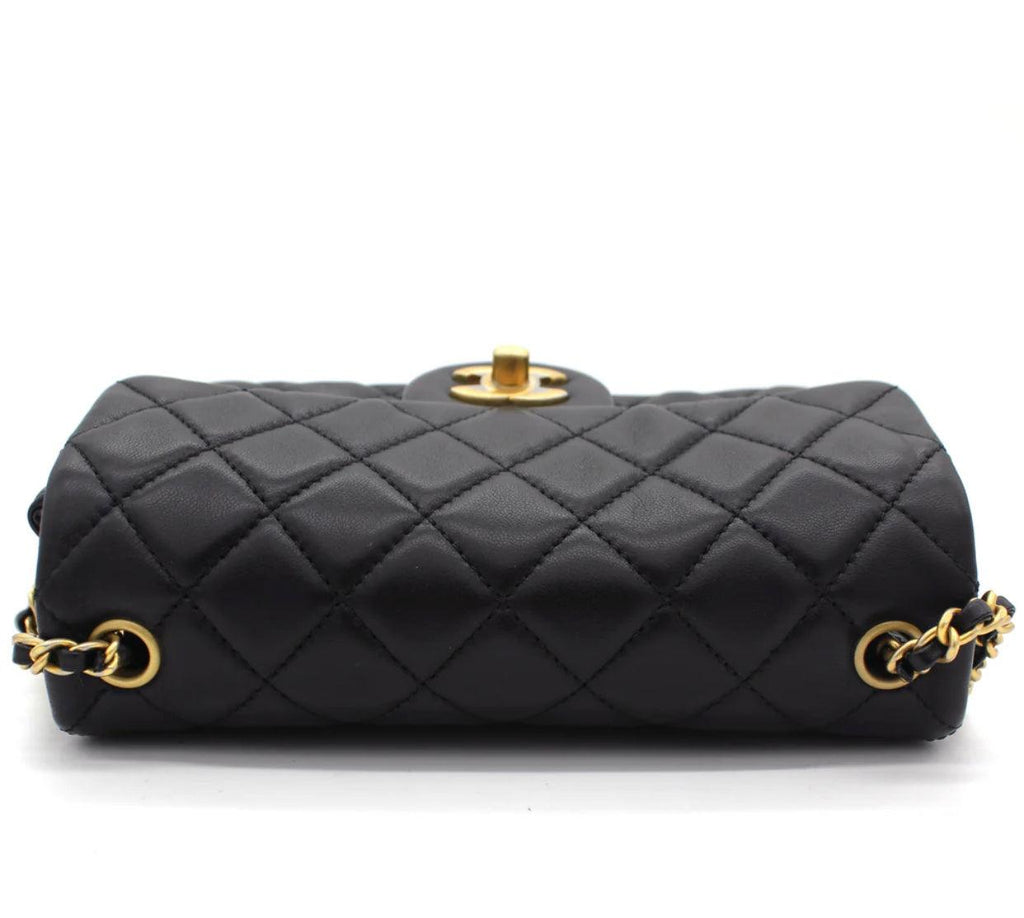 Chanel Pearl Crush Mini Rectangular Flap Bag - Black with Aged Gold-Tone Hardware — view 3