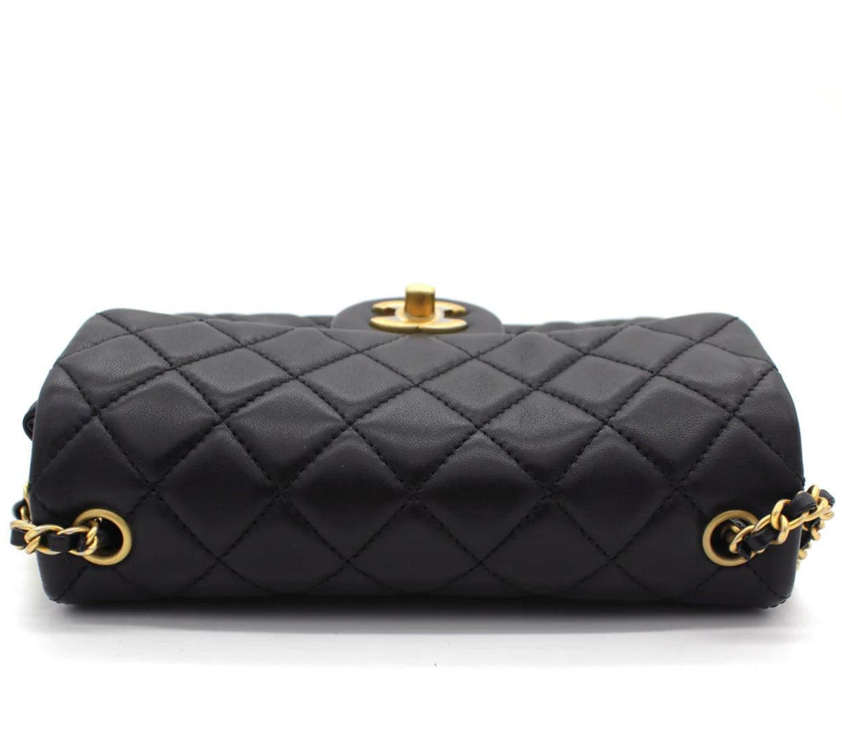 Chanel Pearl Crush Mini Rectangular Flap Bag - Black with Aged Gold-Tone Hardware — view 3