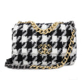 Chanel 19 Black and White Wool Tweed Small Flap Bag — view 9