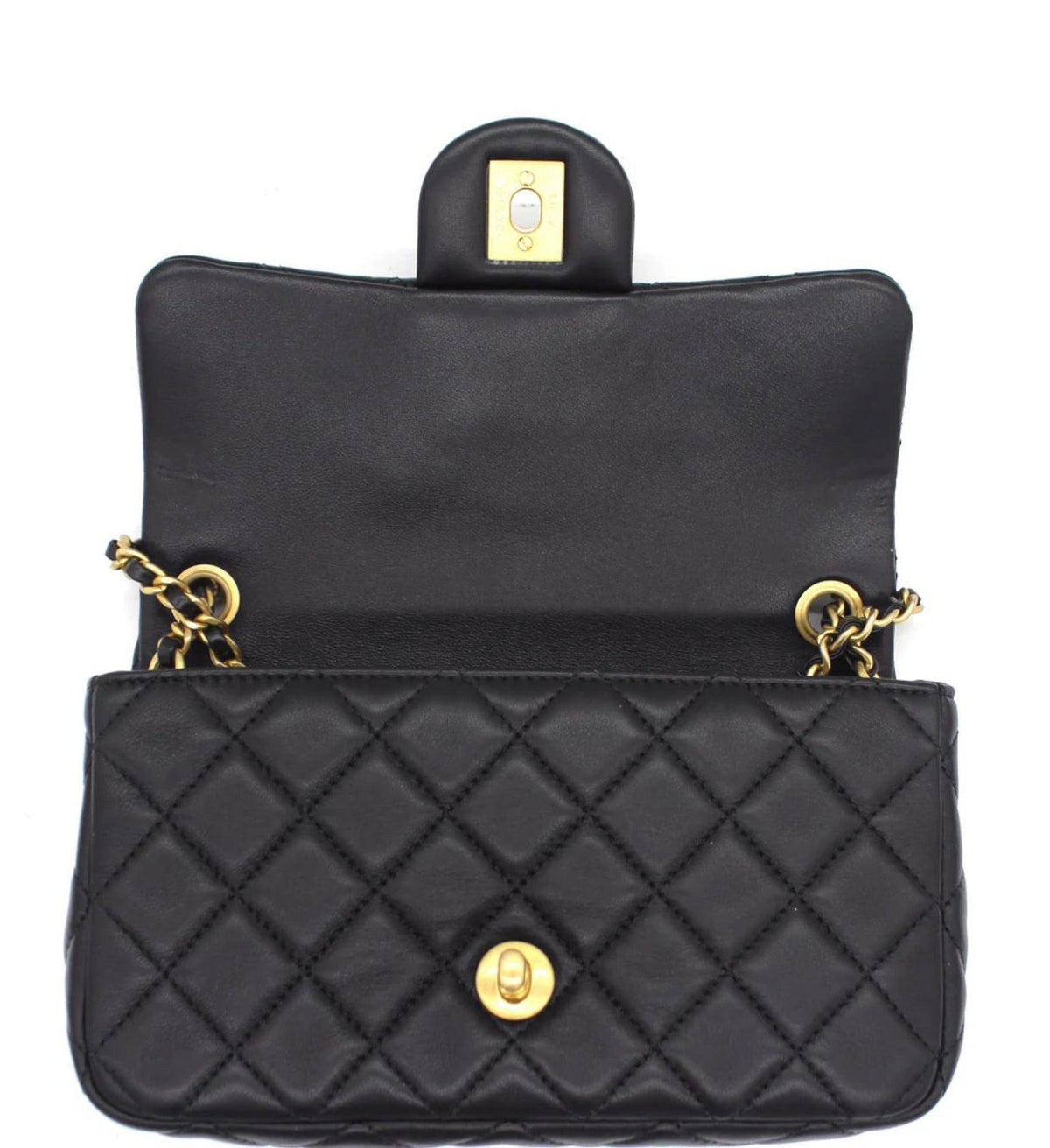 Chanel Pearl Crush Mini Rectangular Flap Bag - Black with Aged Gold-Tone Hardware — view 6