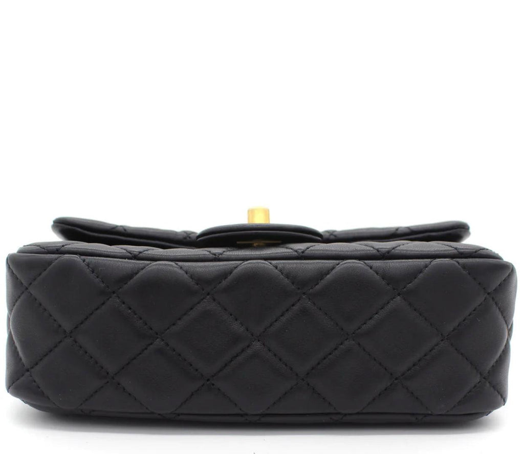 Chanel Pearl Crush Mini Rectangular Flap Bag - Black with Aged Gold-Tone Hardware — view 5