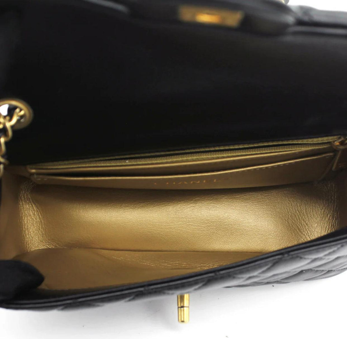 Chanel Pearl Crush Mini Rectangular Flap Bag - Black with Aged Gold-Tone Hardware — view 8