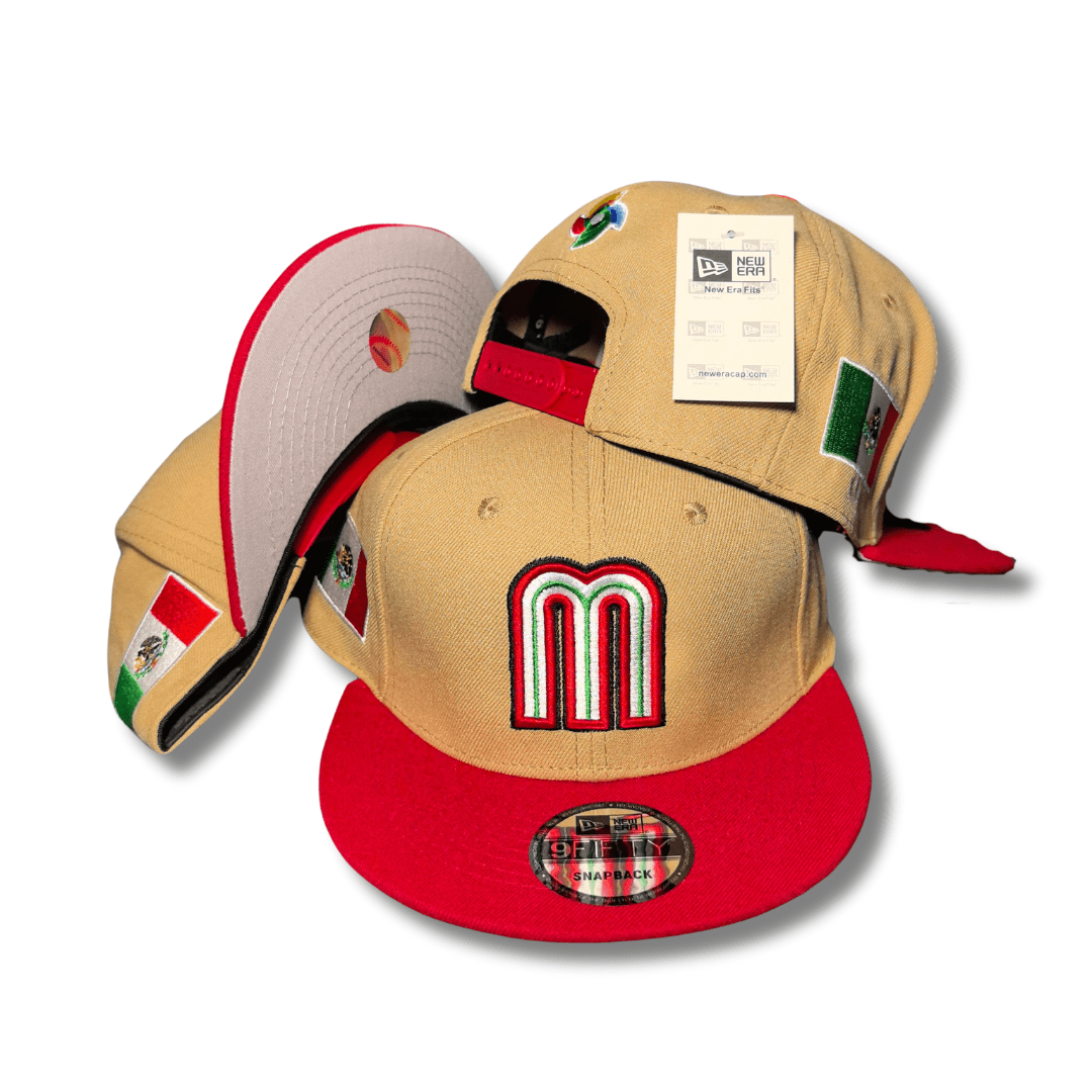 New Era 59Fifty Mexico World Baseball Classic Hat Tan, Red – Snapback Cap — view 1