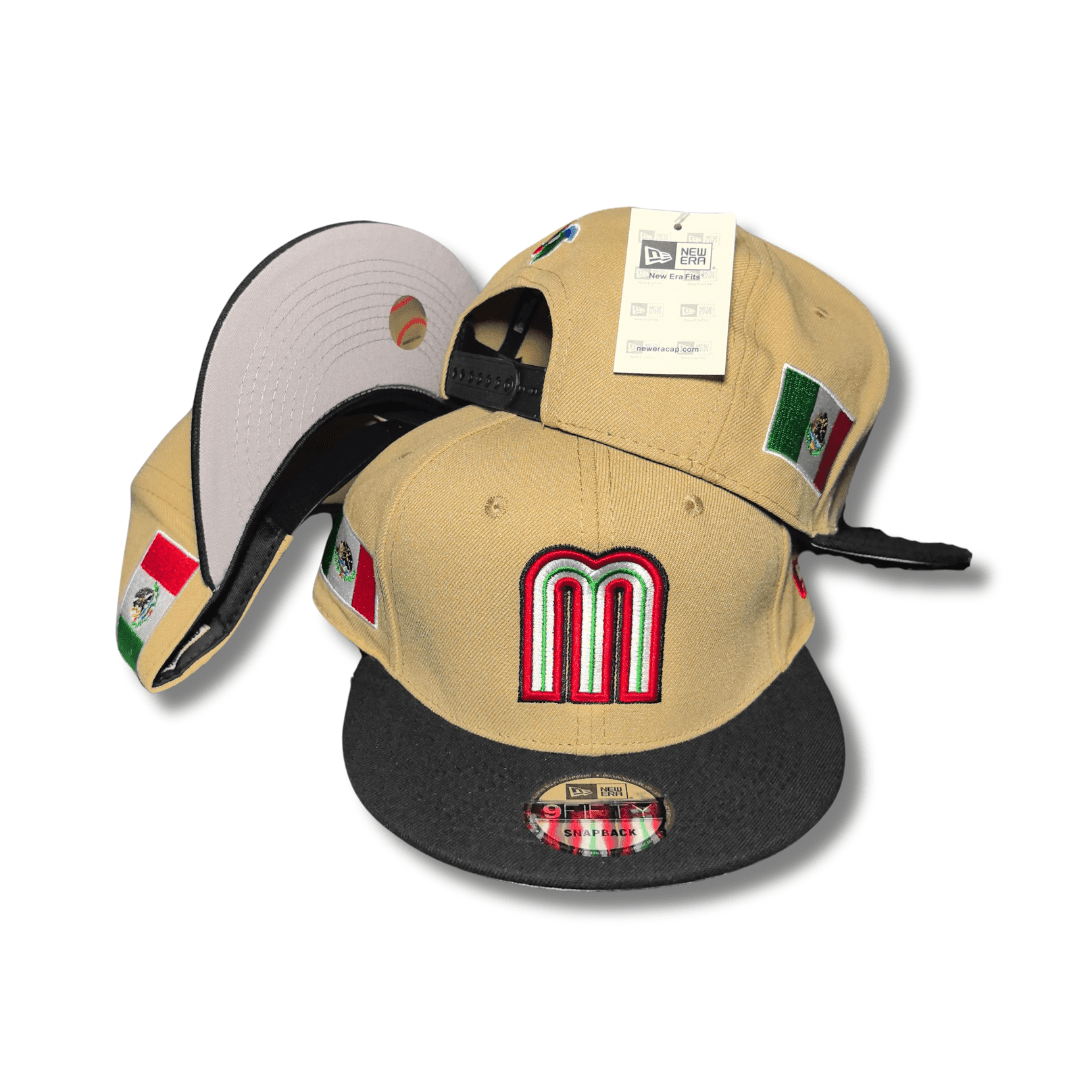New Era 59Fifty Mexico World Baseball Classic Hat Tan, Black – Snapback Cap — view 1