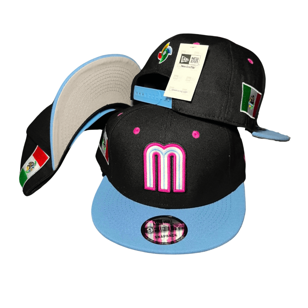 New Era 59Fifty Mexico World Baseball Classic Hat Black, Light blue – Snapback Cap — view 1