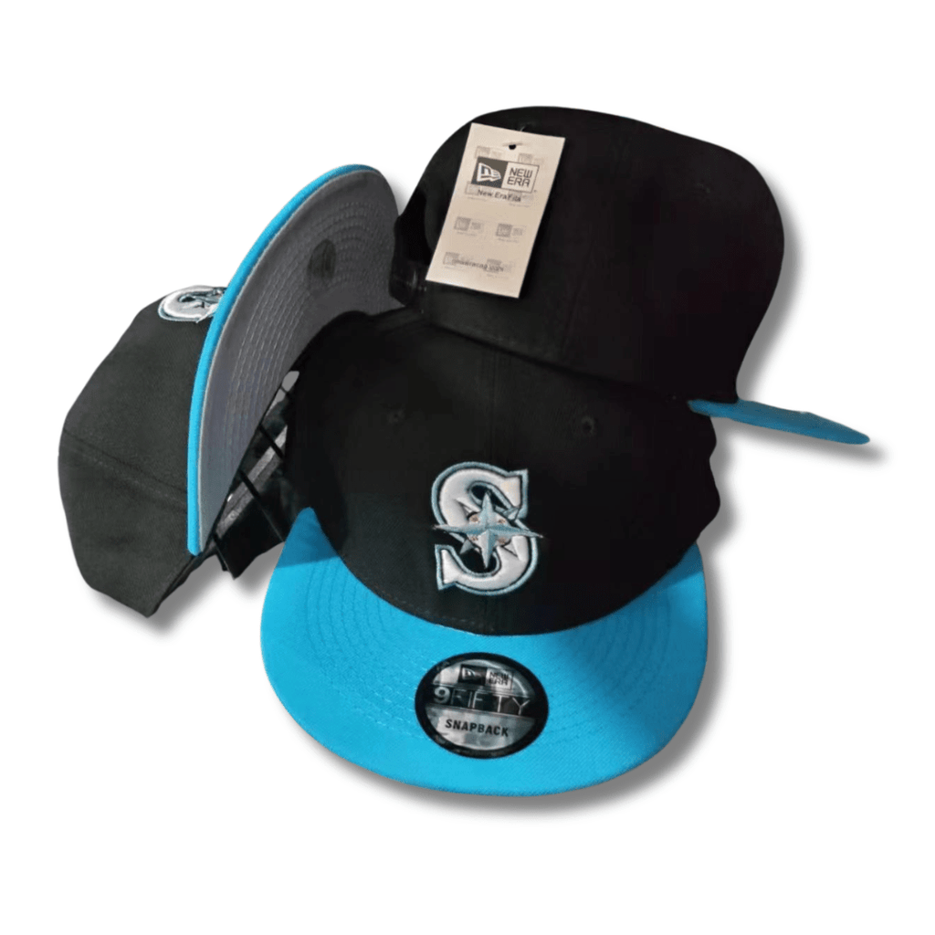 Seattle Mariners New Era MLB 9FIFTY Hat Black Crown Blue Visor Blue/White Logo - Snapback Cap — view 2