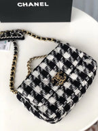 Chanel 19 Black and White Wool Tweed Small Flap Bag — view 4
