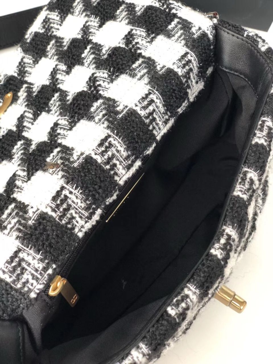 Chanel 19 Black and White Wool Tweed Small Flap Bag — view 5