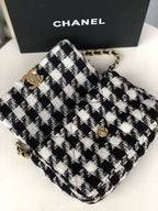 Chanel 19 Black and White Wool Tweed Small Flap Bag — view 7
