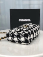 Chanel 19 Black and White Wool Tweed Small Flap Bag — view 3