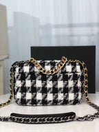 Chanel 19 Black and White Wool Tweed Small Flap Bag — view 2