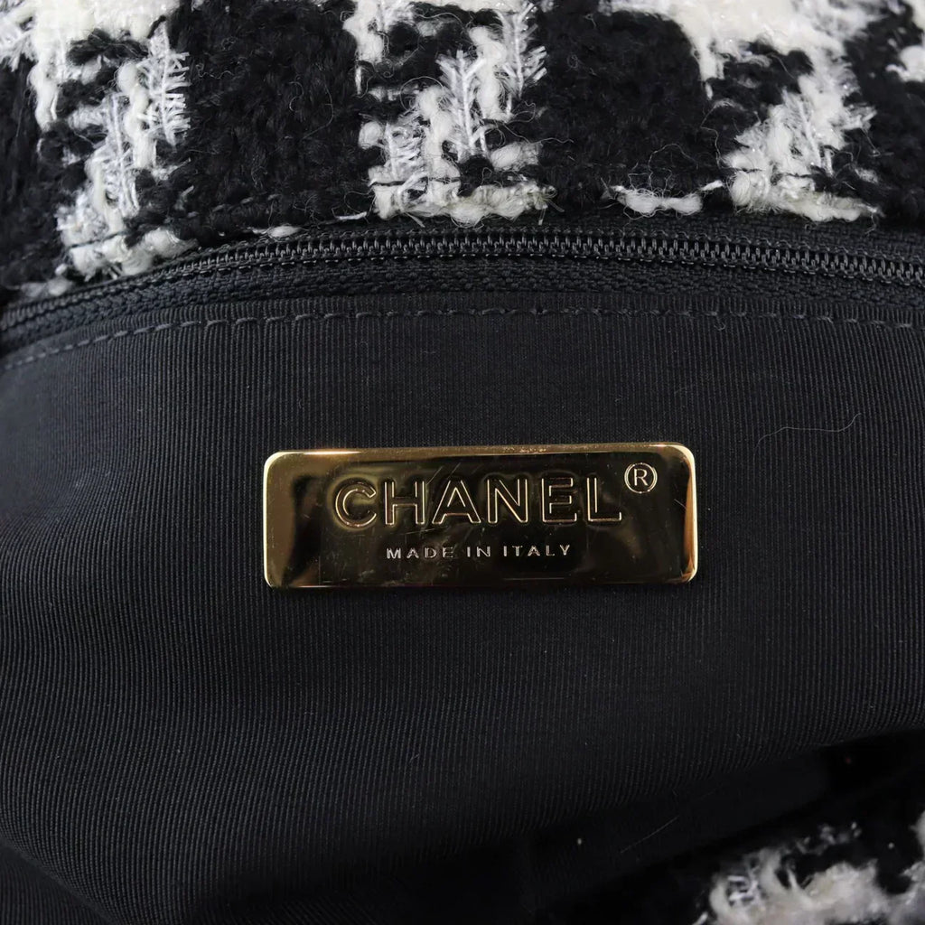 Chanel 19 Black and White Wool Tweed Small Flap Bag — view 6