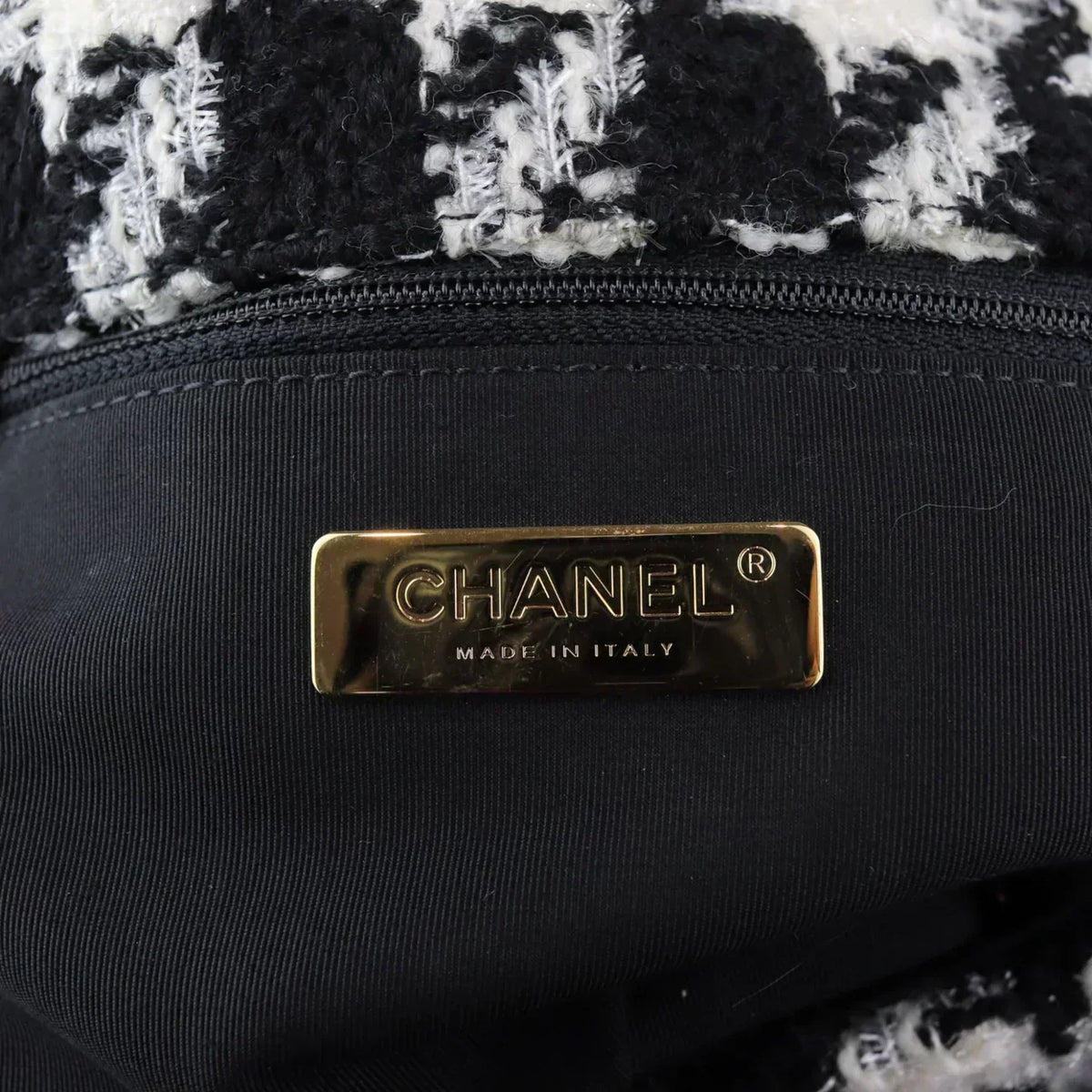 Chanel 19 Black and White Wool Tweed Small Flap Bag — view 6
