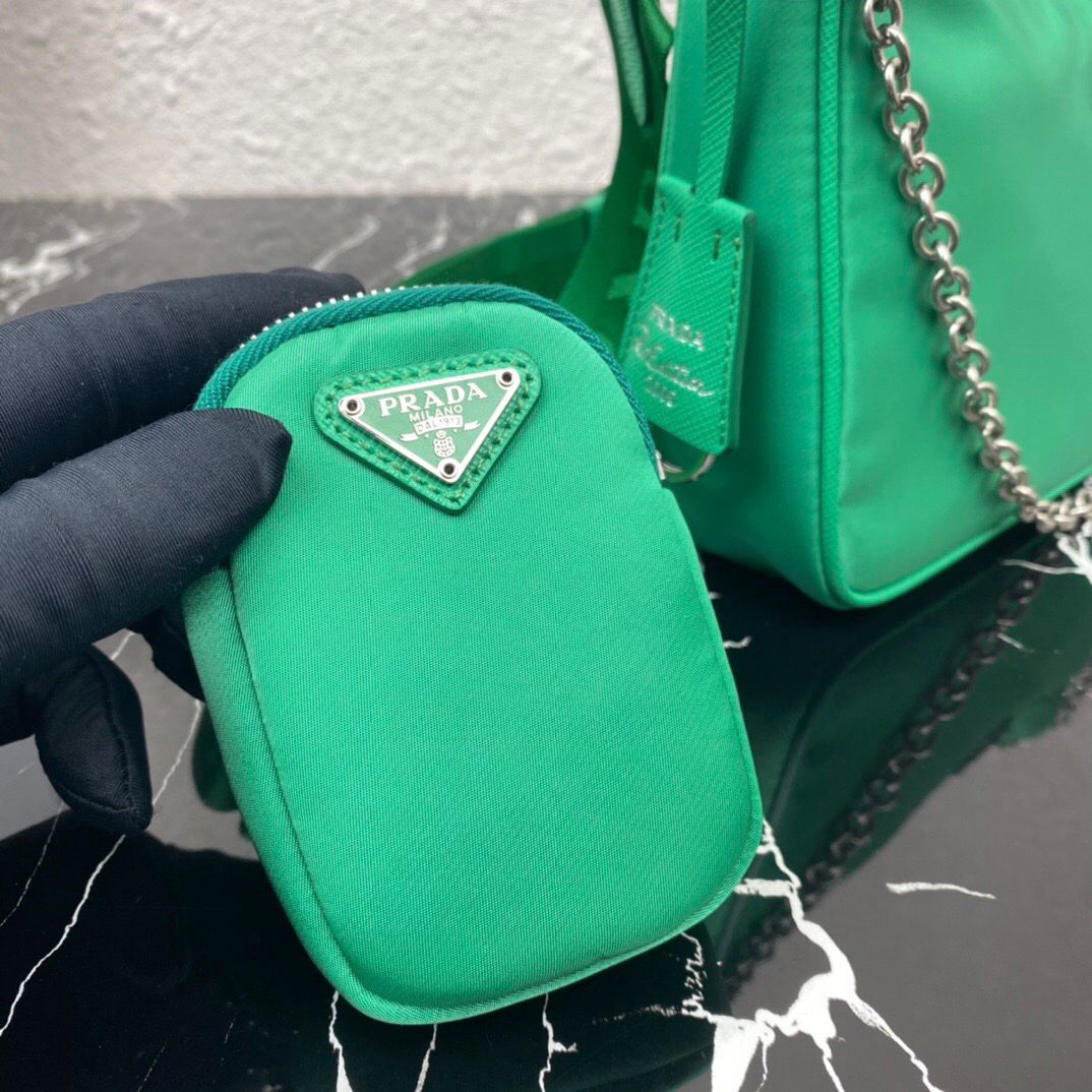 Prada Re-Edition 2005 Nylon Bag Mint Green — view 7