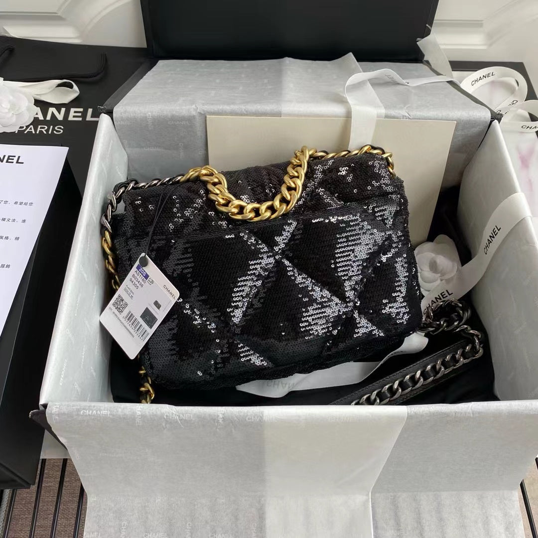 Chanel Sequin 19 Flap Bag Black — view 2